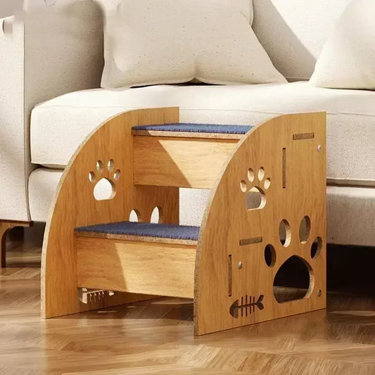 2-Step Wooden Pet Stairs – Non-Slip Dog Steps