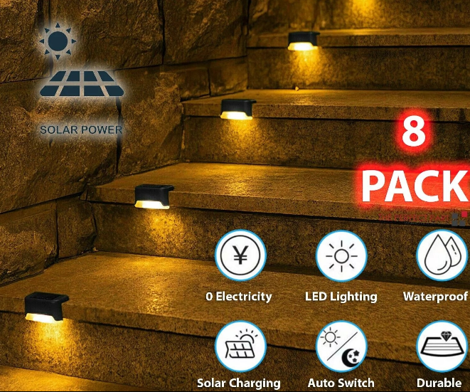 🌙 Evening Glow Solar Deck Lights (8 Pack)